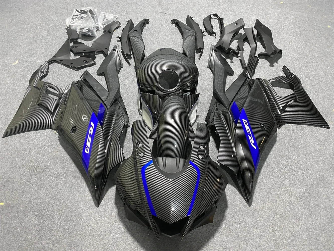 Motorcycle fairing kit for Yamaha R25 19 2021 22 23 year R3 2019 2020 2021 2022 2023 Fairing blue carbon fiber paint