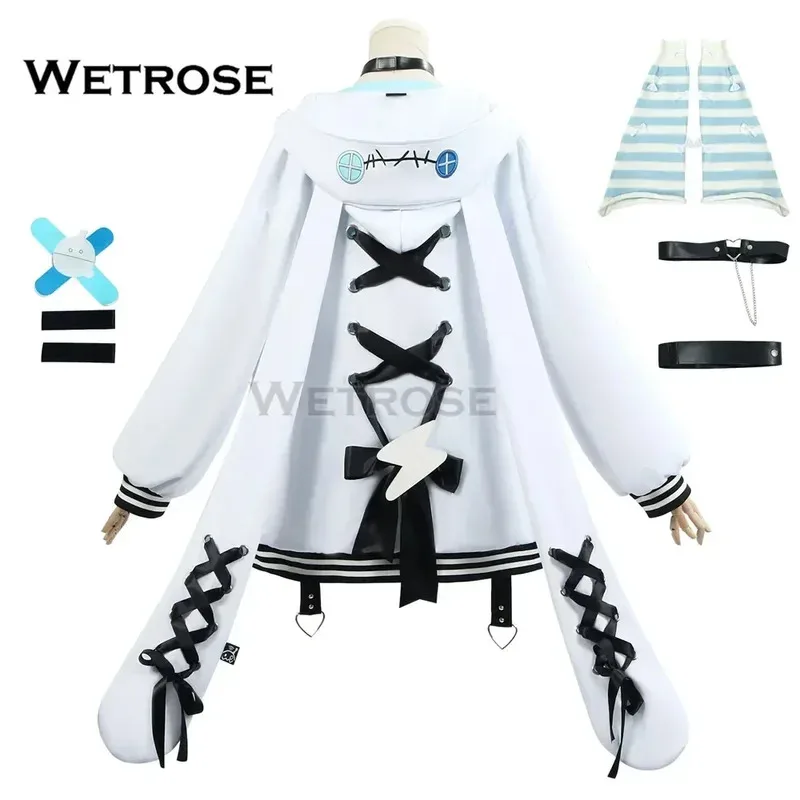 【Wetrosse】متوفر في المخزون زي Mizumiya Su التأثيري FLOW GLOW Holo Vtuber Hololive Dev Is Outfit Halloween مجموعة كاملة من الشعر المستعار