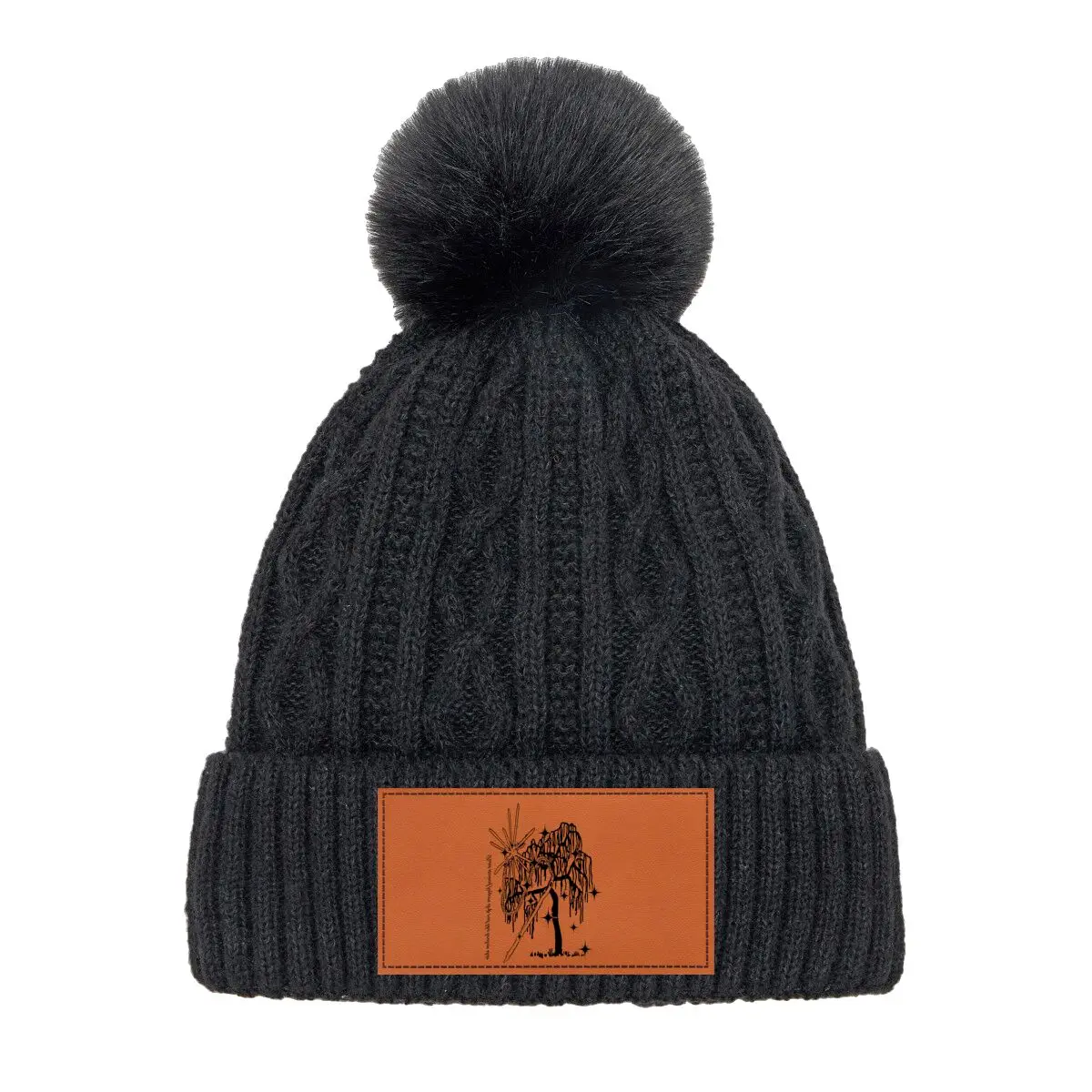 

Звездная ива, ночное небо, причудливая шикарная вязаная шапка с помпоном для свиданий, покупок, города