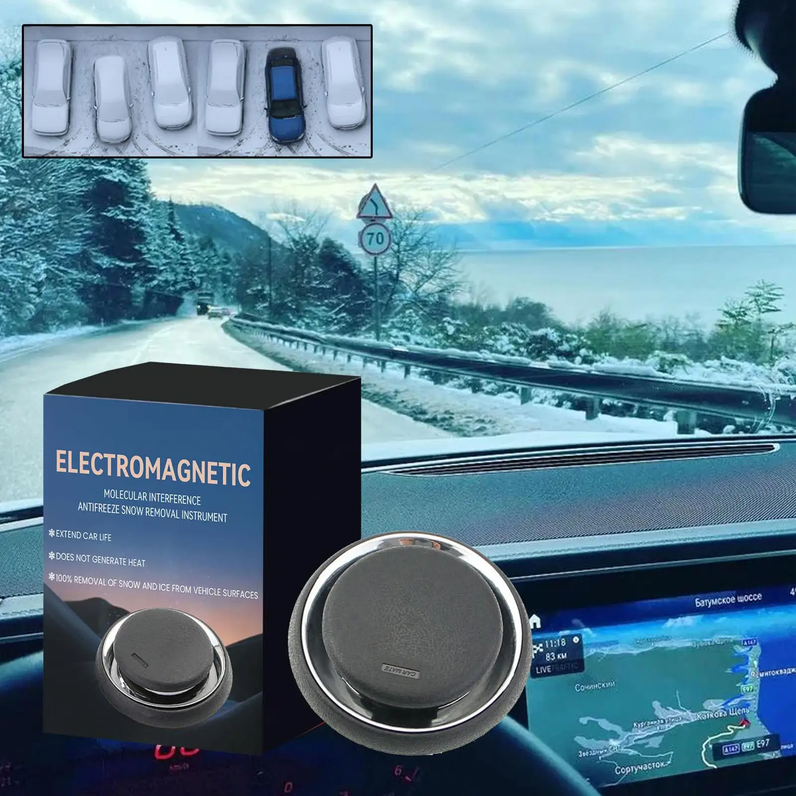 Ice Scraper For Car Handheld Fog Cleaning Tool Nonslip Windshield Frost Remover For Glass Automobile RV SUV Tractor Trailer
