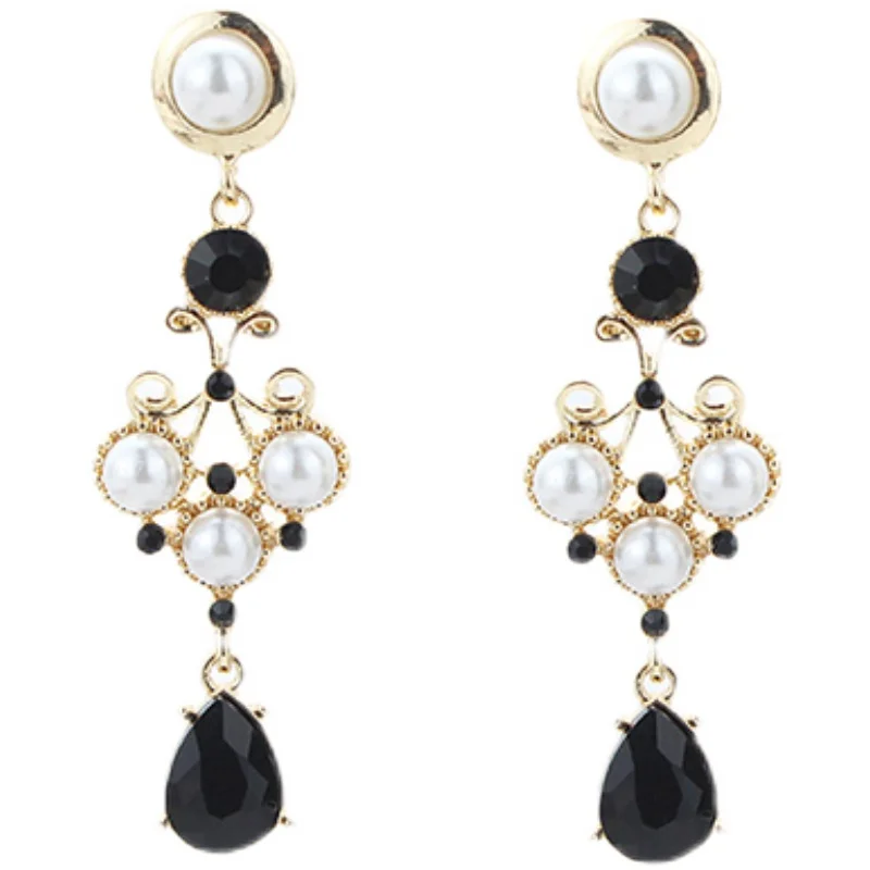 Hxl Vintage Court Style Baroque Pearl Water Drop Earrings Lolita Silver Pin Eardrops