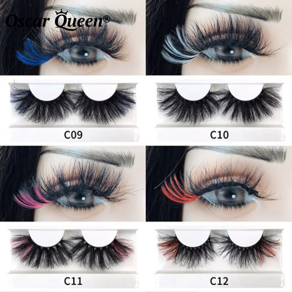 5D Fluffy สีขนตาขายส่งที่มีสีสัน3D Mink Lashes 25มม.ขนตาปลอมกล่องแพคเกจผู้ขายเครื่องมือแต่งหน้า Eyelash Extension