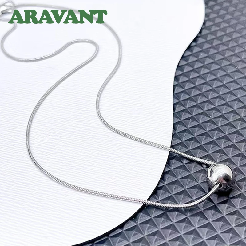 Aravant 925 Silver Bead Necklace Chain For Women Fashion Jewelry