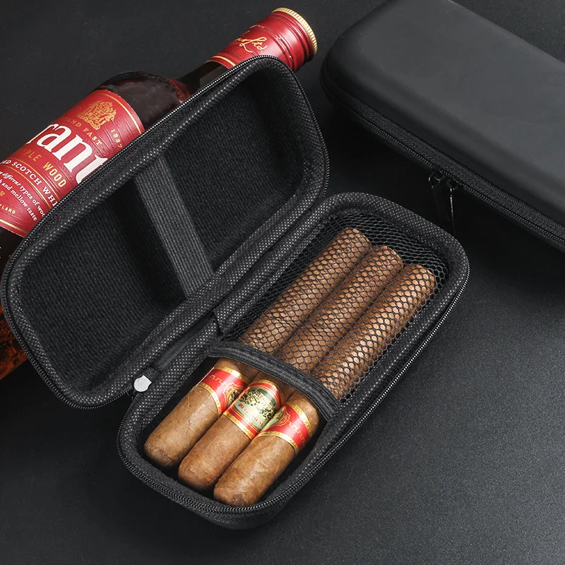 

Cigar Travel Humidor Case 6 or 8 Cigar Capacity, Portable EVA Cigar Pouch with Zipper and Accessories Pocket for Smokers