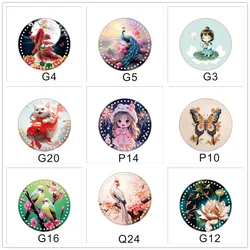 12cm Flat Round Acrylic Bag Weaving Board Mandala Flower Pattern Bag Cushion Base Bottom Pad for DIY Knitting Crochet Bag