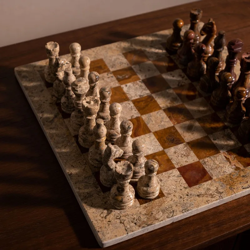 Natural jade chessboard antique handmade ornaments model room living room study desktop grid