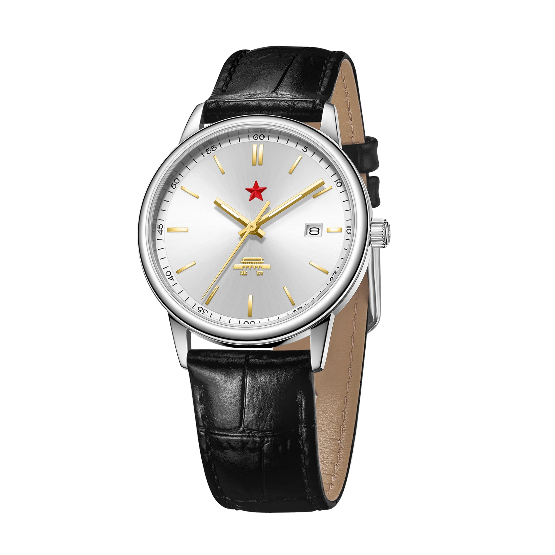 Beijing Watch Spark of Revolution Classic Series JG000026 Men's Quartz Watch, Sapphire Crystal, 3ATM Waterproof, Leather Strap,