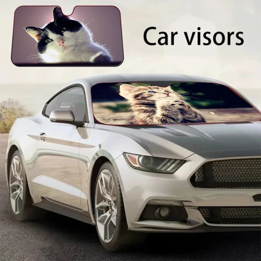 Funny Cat Windshield Sunshade Car Window Windscreen Cover Sun Shade Auto Sun Visor Car-covers Car Solar Protection
