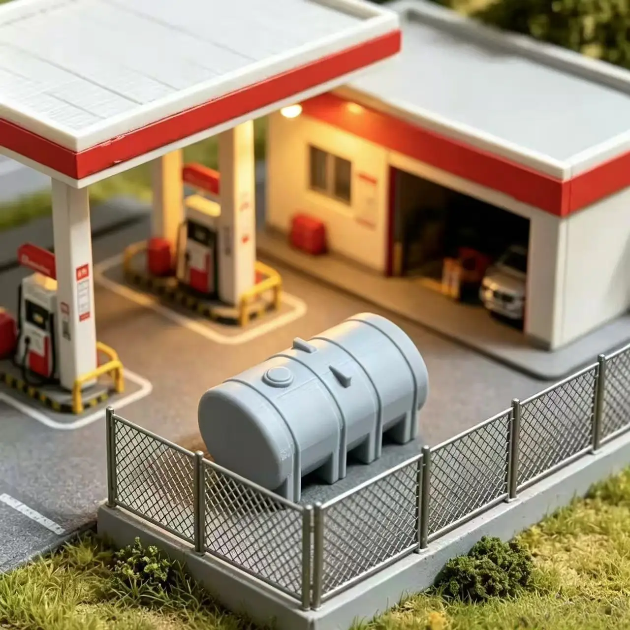 Miniature Gas Tank Fuel Tank Model 3D Printed Accessories for Model Train Scenery/Wargaming Terrain