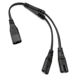 High-quality IEC 320 C8 Male to 2 x C7 Female Y Split Power Cable, IEC 2Pin Figure 8 Male to 2 Female Cord About 30CM