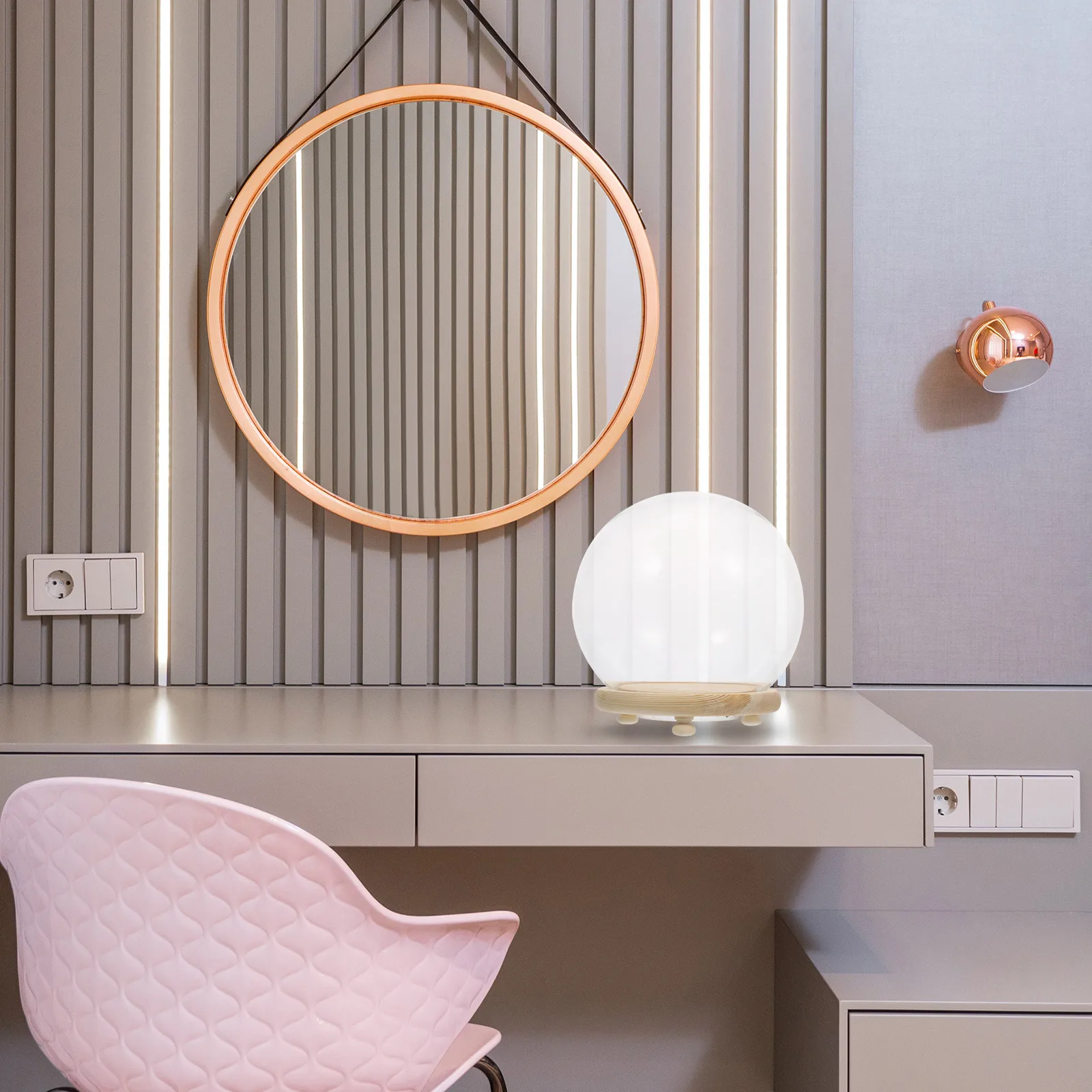 

1 set 1 Set Glowing Dome Decorative Cover For Eternal Flowers Home Room Decoration Luminous Glass Display Case Wood Base Desktop