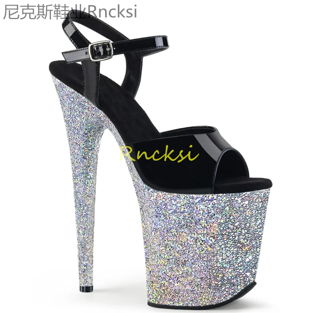 20cm High-heeled women\'s shoes new fashion summer sandals open toe buckle with stiletto waterproof platform sexy solid color