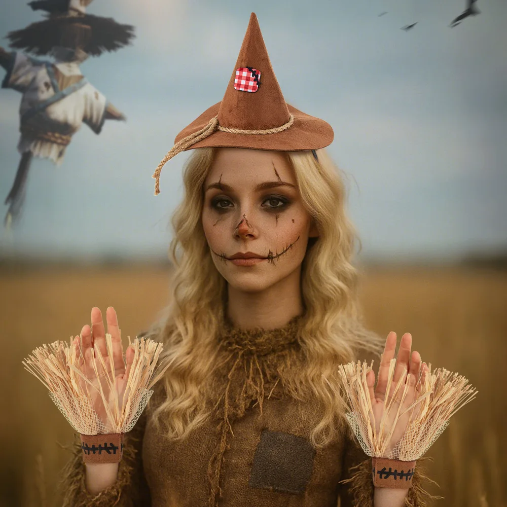 Halloween Nuovo arrivo COSPLAY Spaventapasseri Set da tre pezzi Guanti per capelli Accessori per costumi Vestito da personaggio