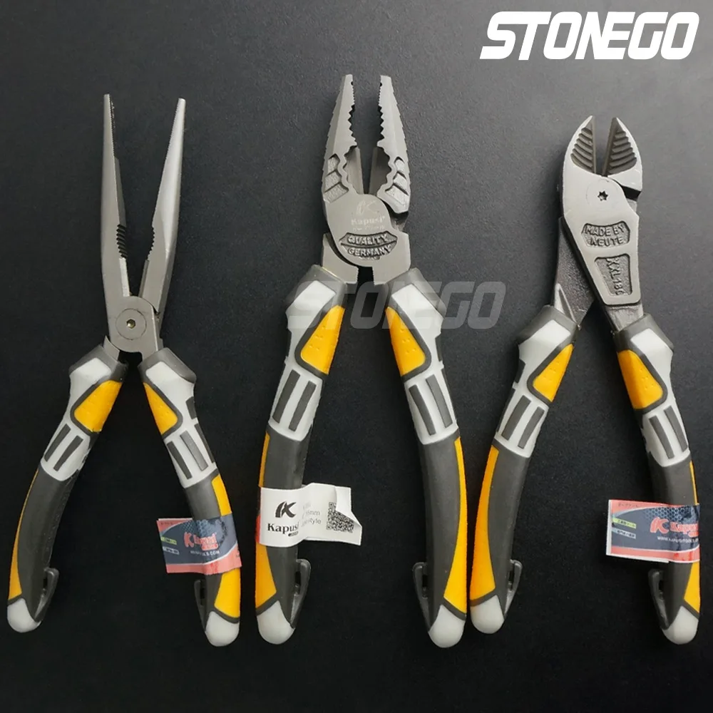 STONEGO Insulated Plier, Wire Stripping Crimping Electrician Pliers Stripper Crimper Wire Cutter Durable Nickel-Chrome Steel