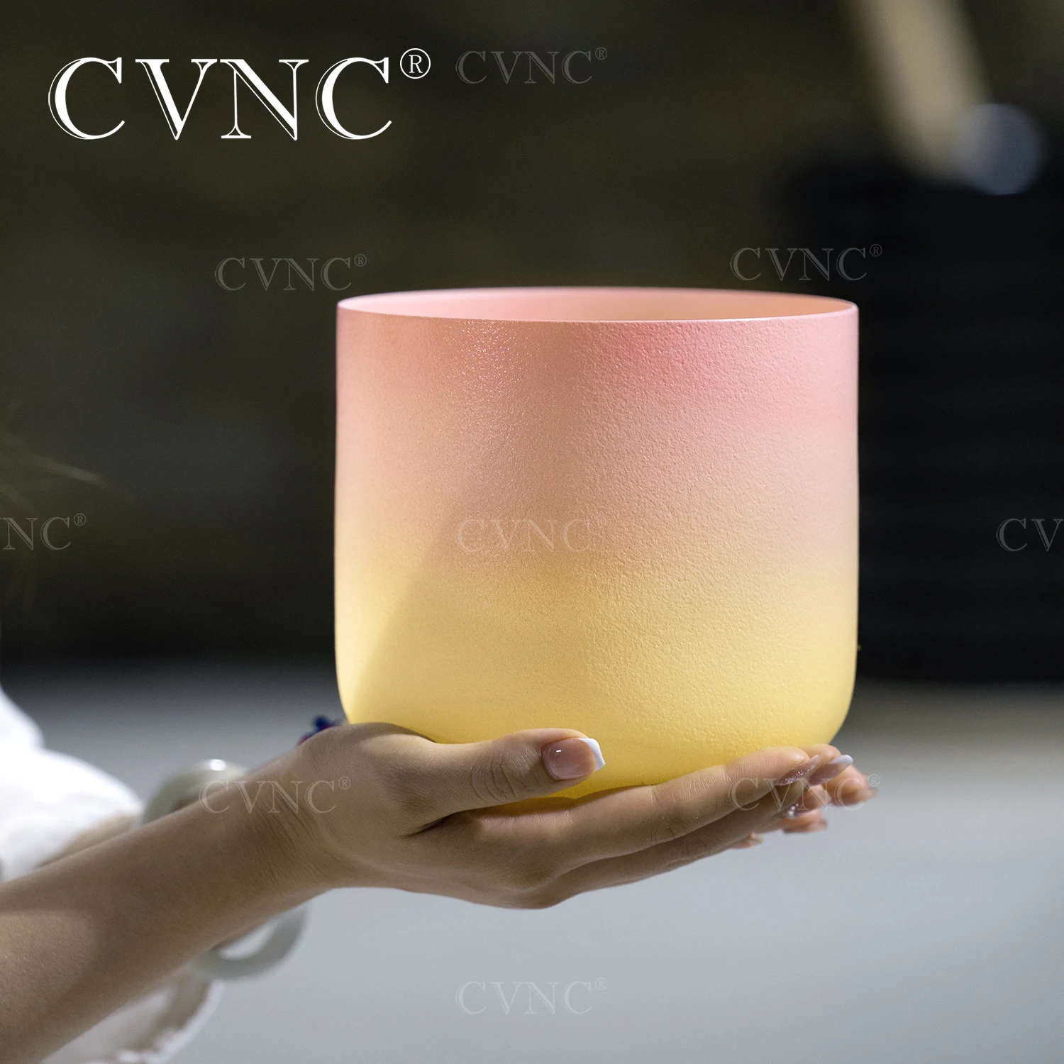 CVNC 7 Inch Desert Rose Quartz Crystal Singing Bowl Chakra for Sound Healing and meditation with Mallet