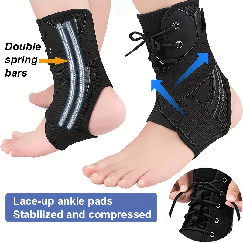 1PC Adjustable Ankle Support Brace with Removable Side Stabilizers, Elastic Compression Ankle Suitable for Sports, Running