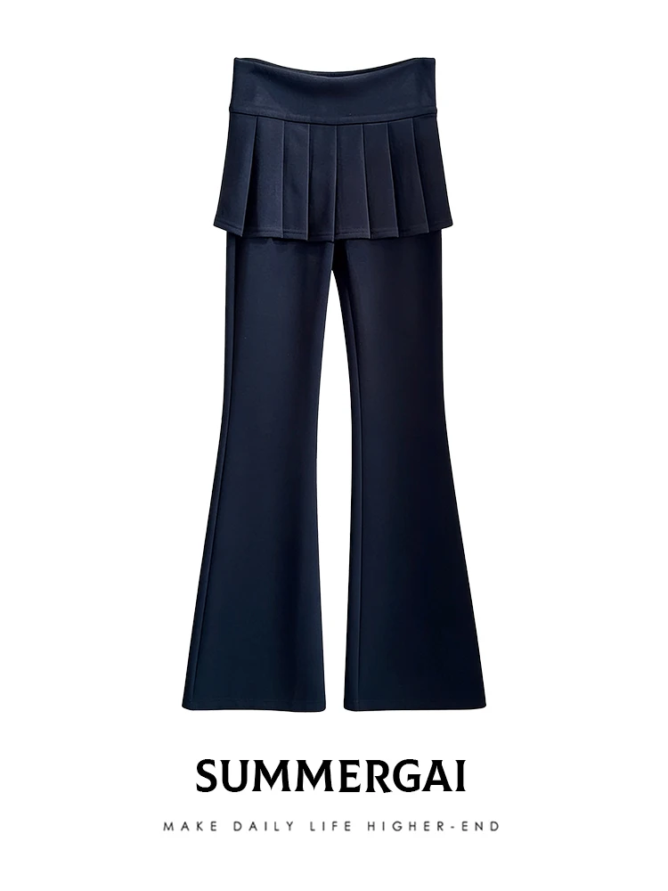 

High Waist Wide Leg Yoga Pants Women's Spring 2026 Casual Pants Cleanfit Sle Faux Two-Piece Design Faionable Ladies Trousers