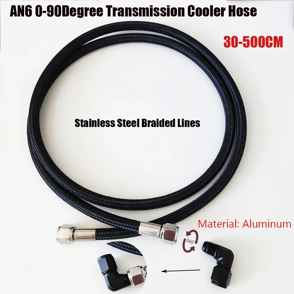 

Braided Lines Transmission Cooler 6AN 30~500CM Black Nylon Braided Cooler Lines Compatible TH350 700R4 TH400 NP-700RTL 3L80