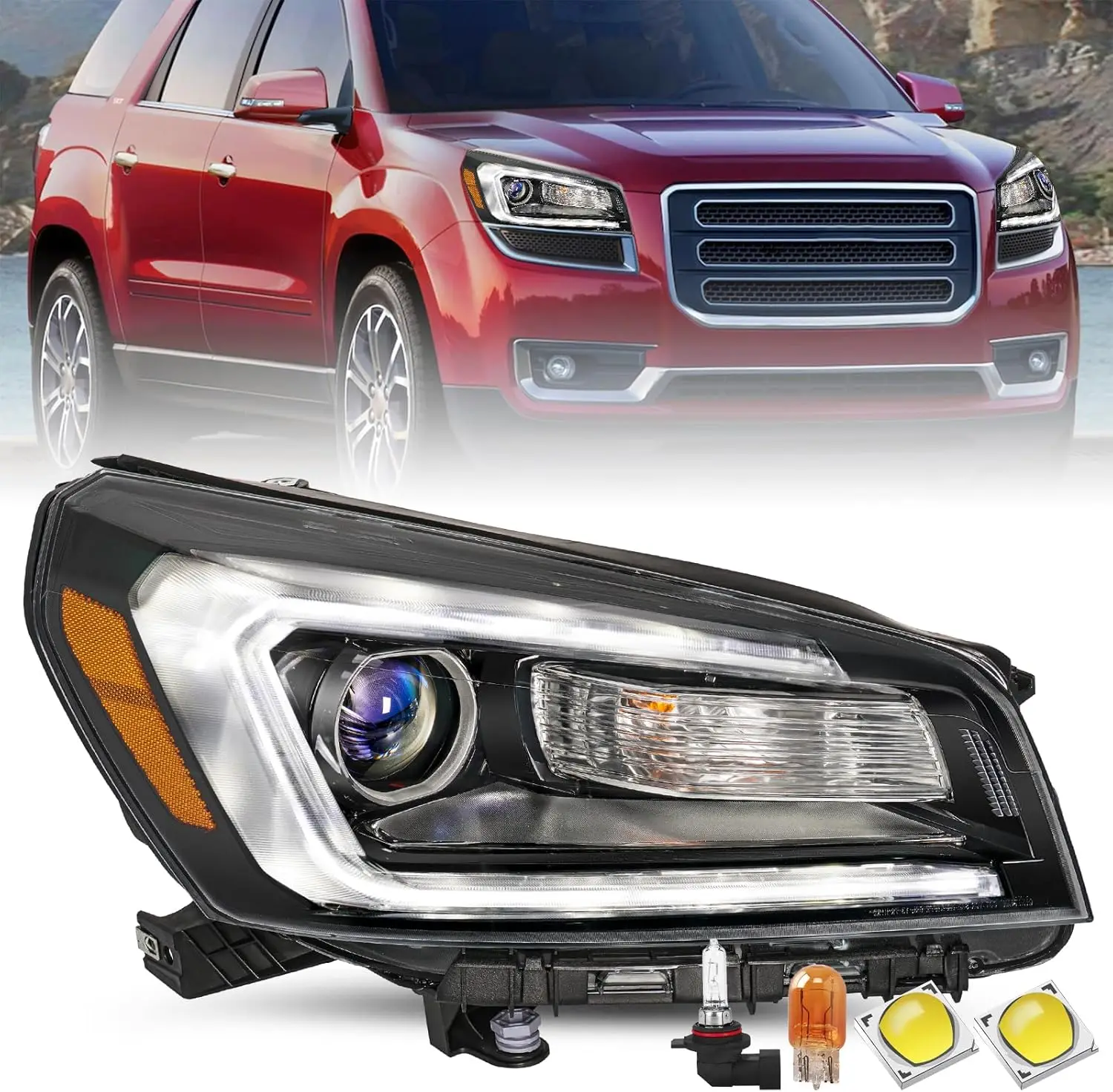 

Галогенная фара в сборе для проектора GMC Acadia 2013-2016 гг., светодиодная трубка, заводская фара в стиле OE, правая сторона пассажира