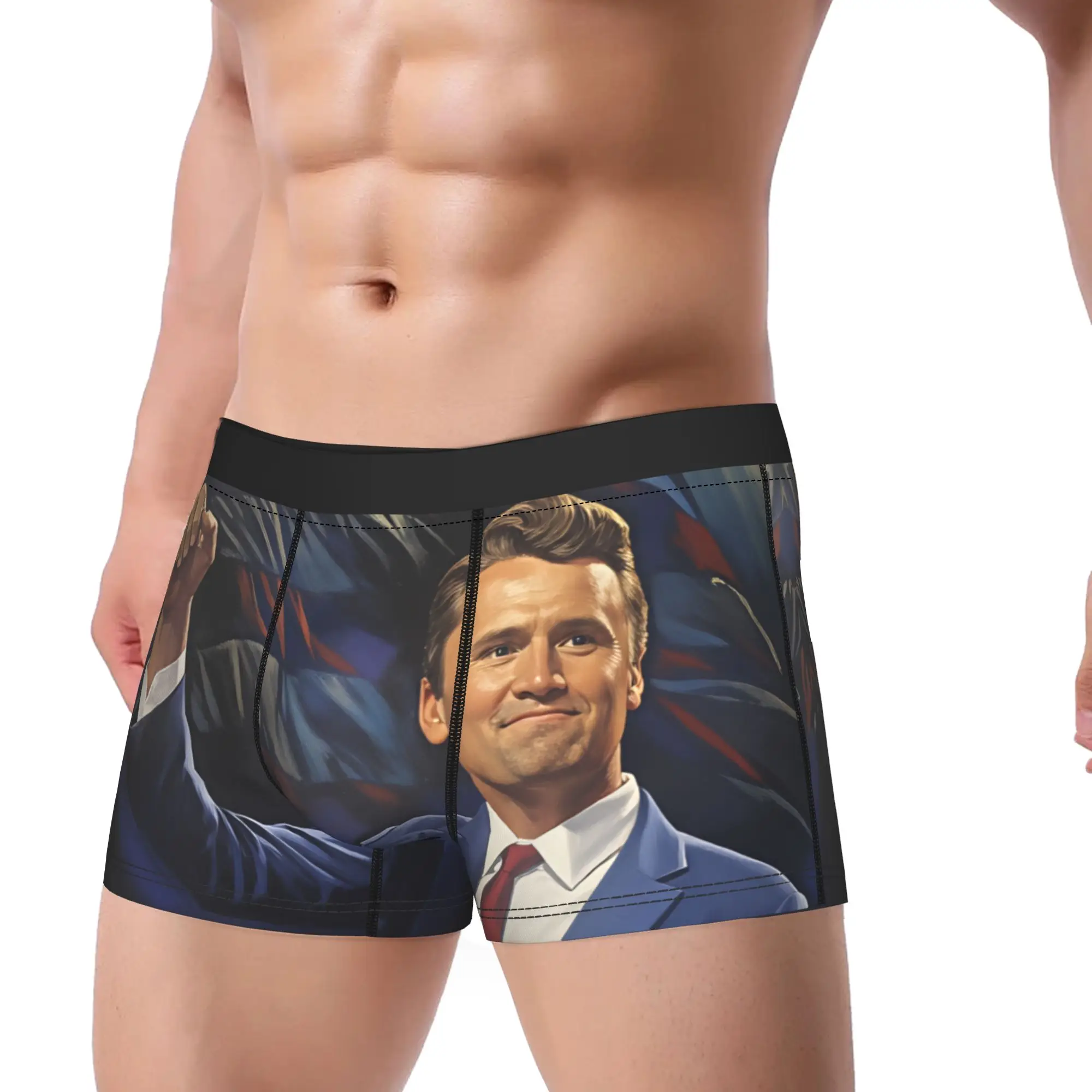 Charlie Kirk Portrait American Flag Background Underwear Men Shorts Briefs Sexy Soft Boxer Shorts Hot Sale Large Size Panties