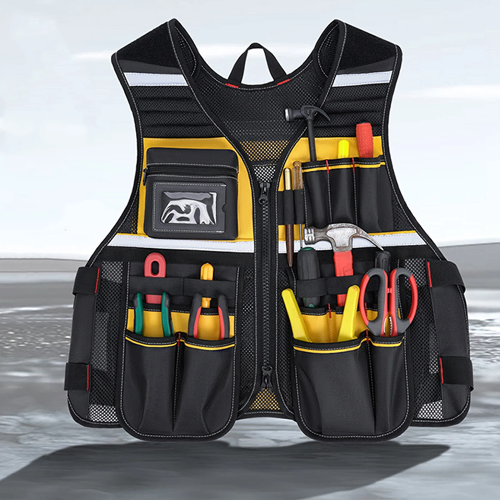 

Reflective Safety Work Vest W/Multiple Pockets Reflective Safety Vest for Electrical Carpenters Construction