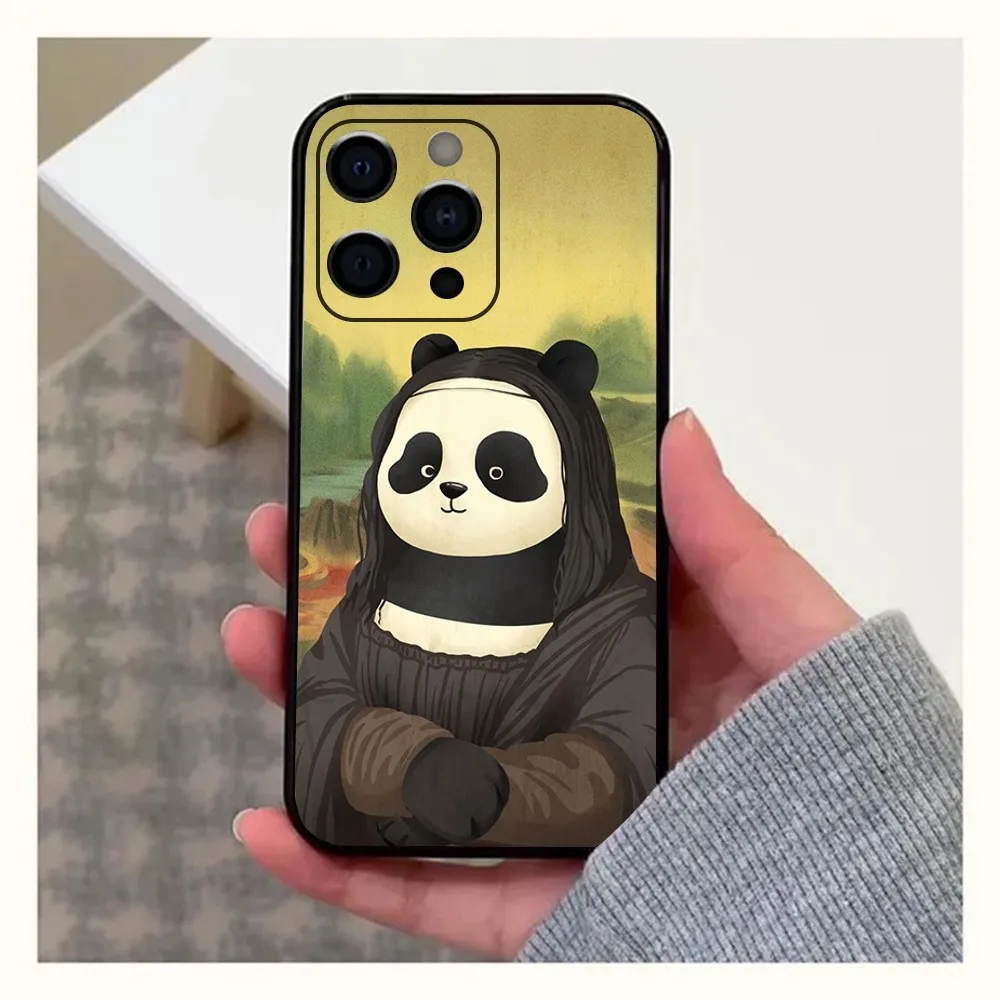 Fubao Cute Panda Cartoon Animal Phone Case For Apple iPhone 15,14,13,12,11,Pro,X,XS,Max,XR,Plus,Mini Soft Black Cover