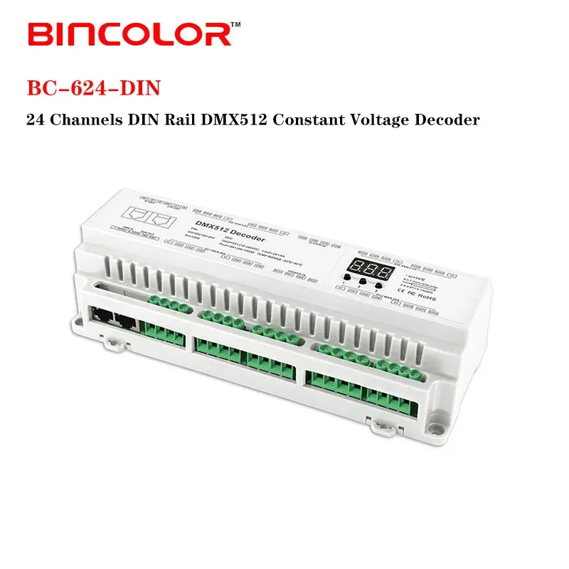 Imagem -04 - Decodificador Dmx Trilho Din dc Led Controlador Única Cor Cct Rgb Rgbw cv Pwm Rj45 Bits 16 Bits Dmx512 1990 x 32ch 40ch