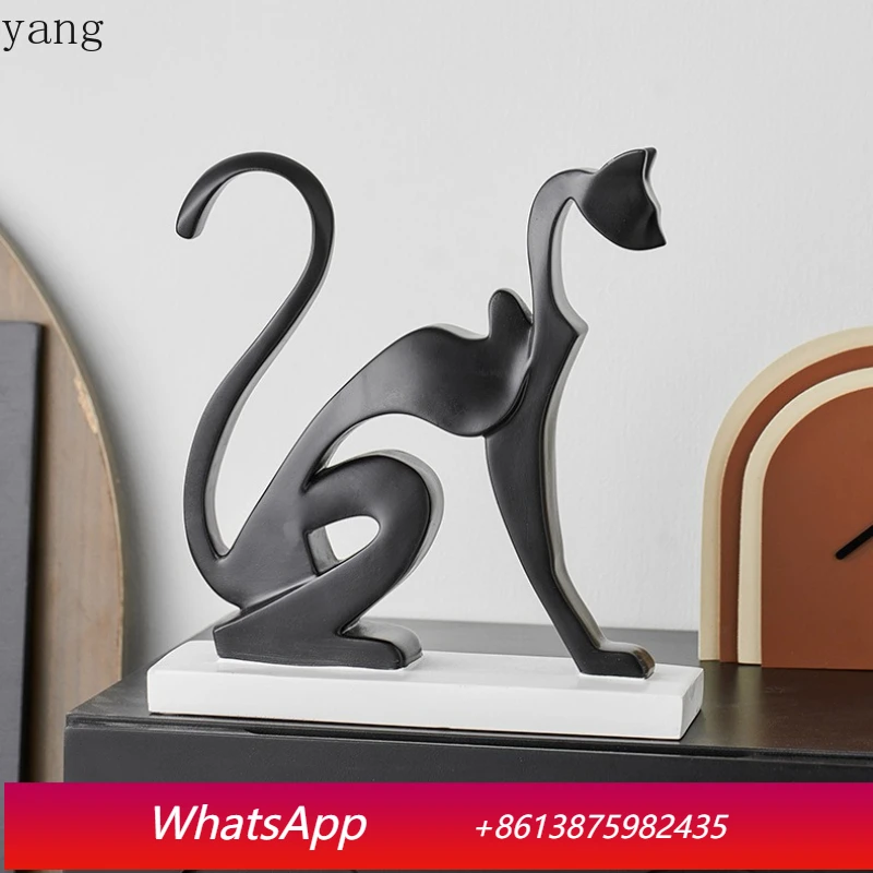 

LMM Modern Simple Abstract Art Cat Ornament Living Room TV Cabinet