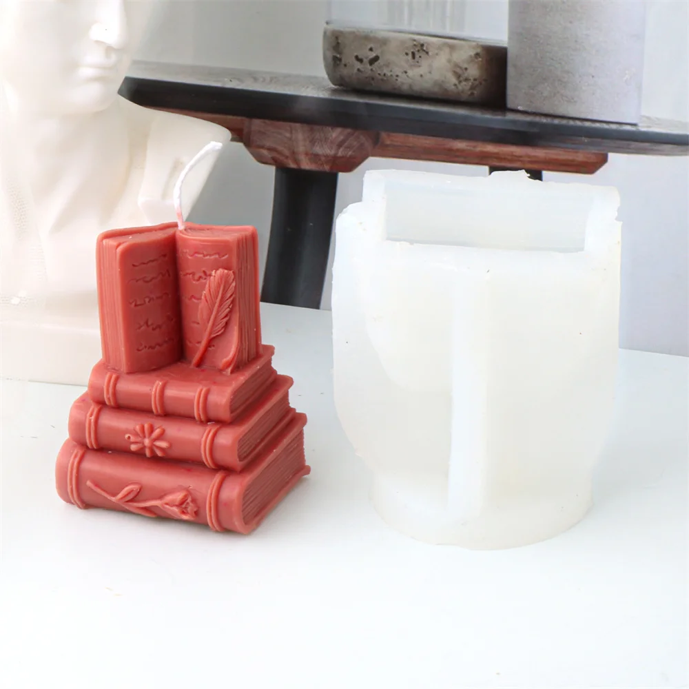 3D 책 실리콘 양초 금형 DIY 문학 스타일 석고 에폭시 수지 주조 금형 책 프레임 시멘트 석고 홈 장식