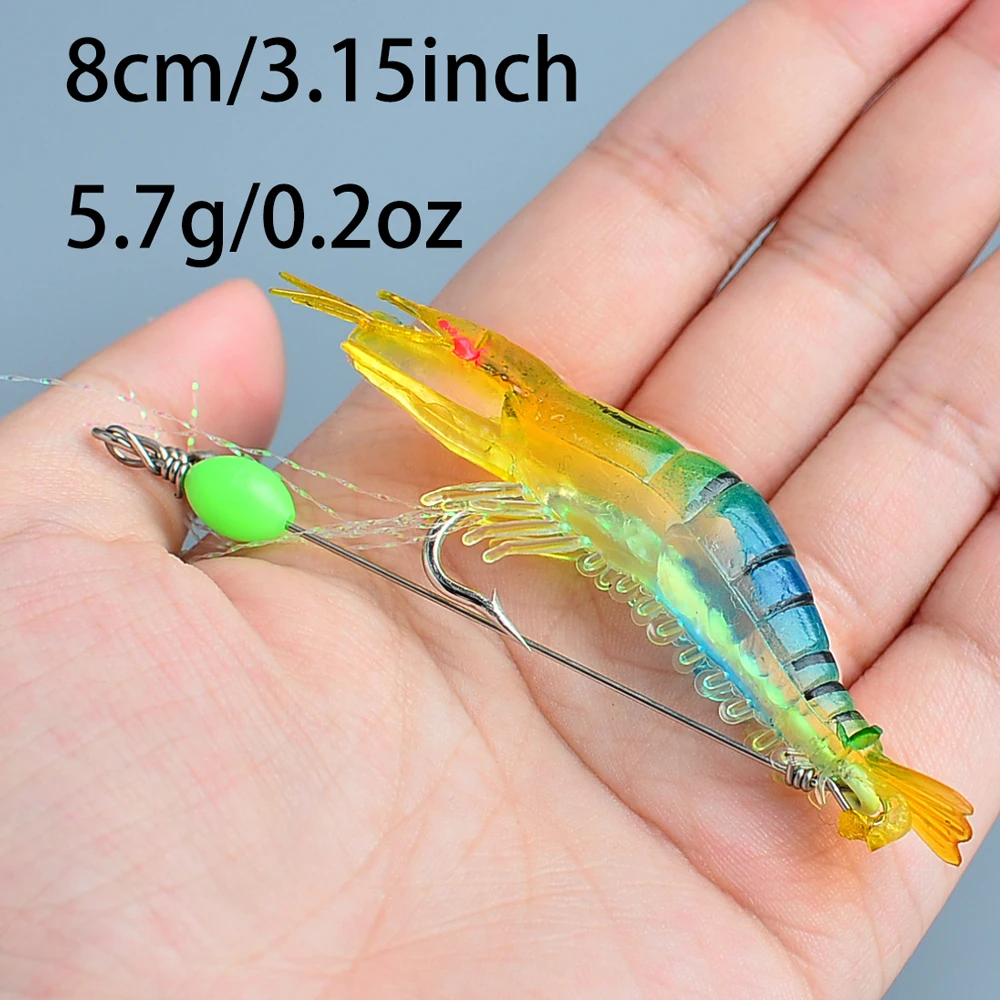 7 Stück/Set Weiche Silikon-Simulationsköder Garnelen-Köder Künstliche Forellenköder mit Fischgeruch Einzelhaken Bass-Tackle Jig – Detail 2