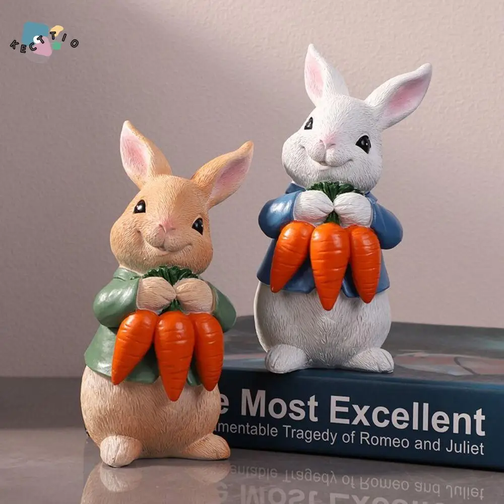 

1/2pcs Crafts Resin Easter Rabbit Figurine Cartoon Handicraft Bunny Statue Simulated Cute Rabbit Model Gift