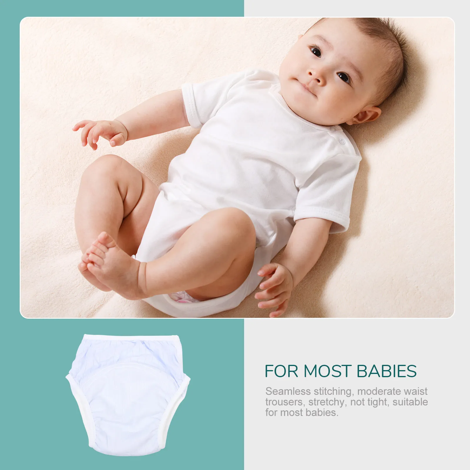 

Leakproof Baby Pants Infant Training Underpants Washable Comfortable Diapers Breathable Soft Skin-Friendly Elastic Waist