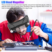 Adjustable Jewelers Head Headband Lamp Magnifier Illuminated Visor Magnifying Eye Glasses Lens Loupe 1.5X to 11X With 2LED Light