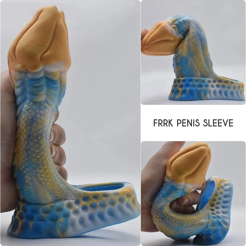 HESEKS Silicone Penis Sleeve Delay Ejaculation Cock Sleeve Reusable Penis Ring Enlargement Chastity Device Sex Toys For Men