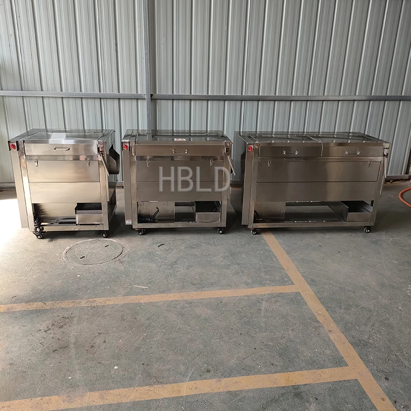 Industrial Potato Ginger Cleaner, 1500MM Brush Roller Vegetable Washing Peeling Machine for Mass Vegetable Processing