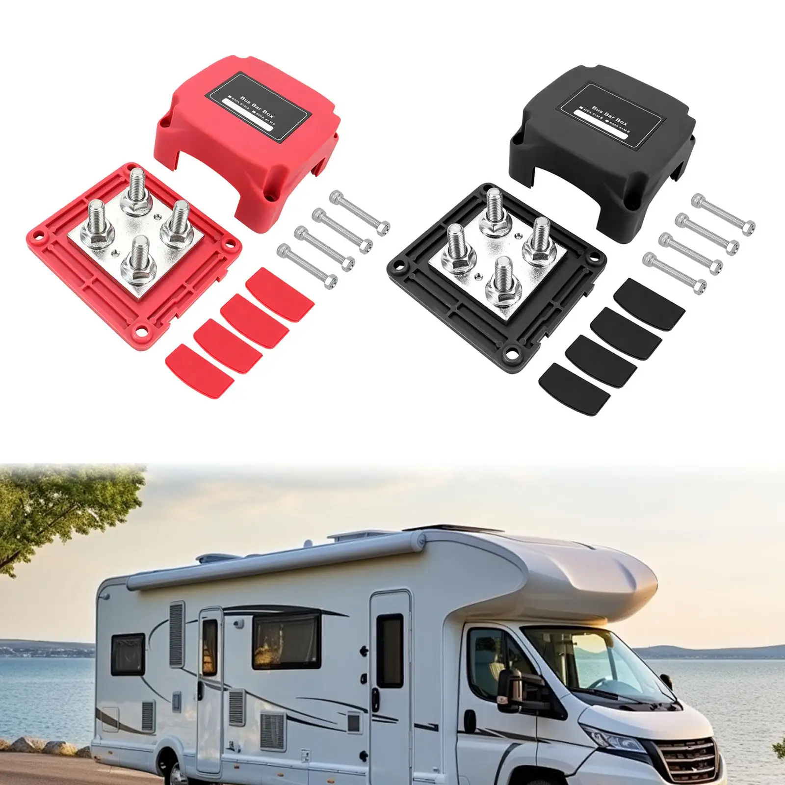 Power Distribution Block with Cover Waterproof Bus Bar for Cars RV Truck