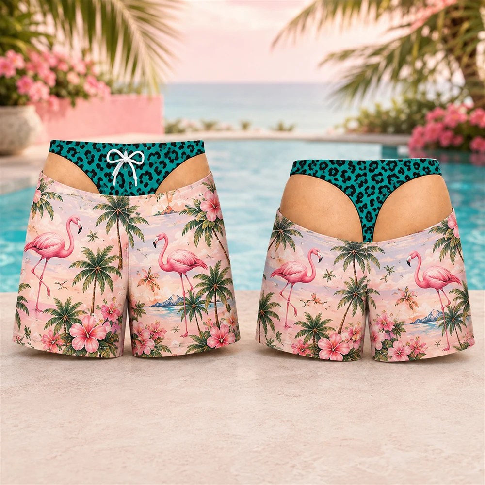 Hawaii Leopard Pattern Design Men Swim Trunks 3D Print Funny Fake Butt Pattern Beach Shorts Summer Outdoor Personality Hot New