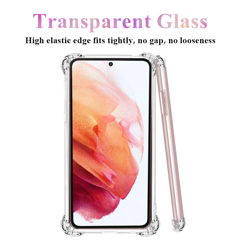 Clear Phone Case For Samsung Galaxy S21 SM-G991B Thickened Transparent Case For Sansung S 21 TPU Shockproof Anti-scratch Covers