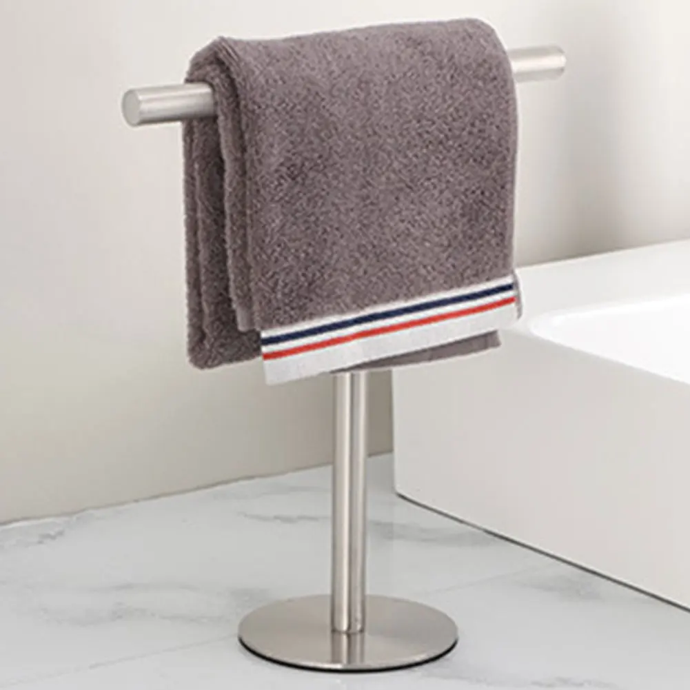 

Stainless Steel Bathroom Towel Bar Free Standing Countertop Towel Holder with Heavy Base for Bathroom Kitchen Vanity Countertop