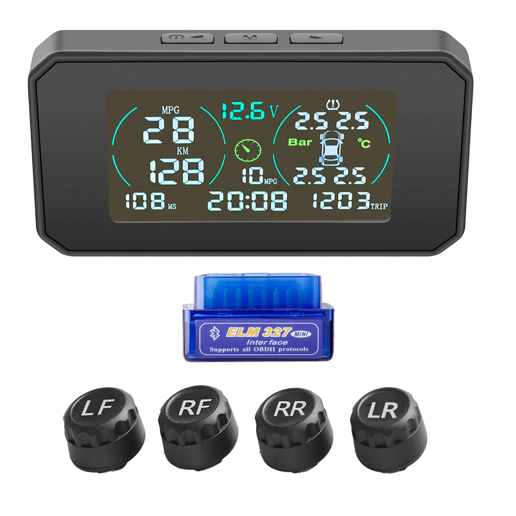 

Car Multifunction OBD HUD Solar Power Tyre Pressure Monitoring System Auto Security Alarm Systems Head Up Display