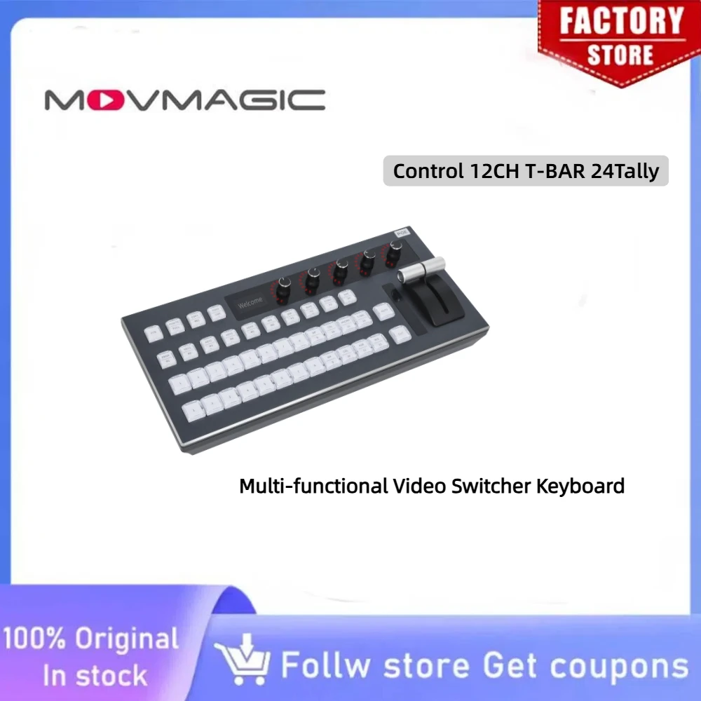 

Многофункциональная клавиатура-контроллер MOVMAGIC KD50X для видеомикшеров ATEM, VMIX, OBS, 12 каналов, T-BAR, 24 Tally для студий прямых трансляций