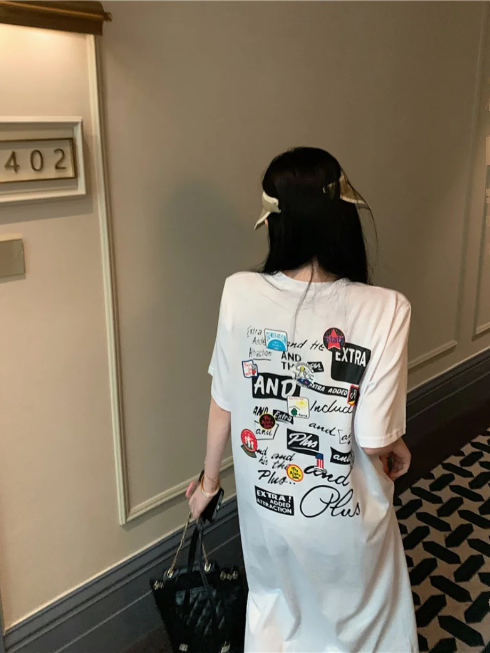 ชุดเดรสเสื้อยืดแขนสั้นสีดำสำหร - Korean Style A Line Shirt Dress บทวิจารณ์และราคา