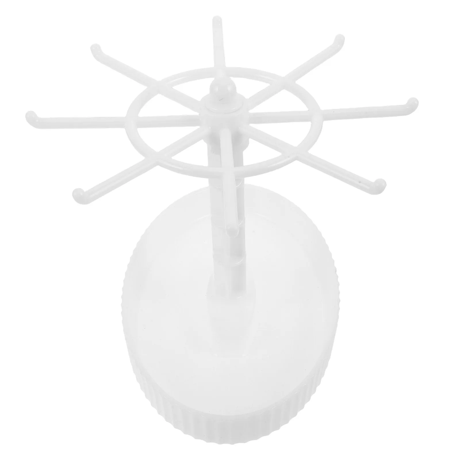 Rotating Jewelry Display Stand White Metal Hooks Desktop Organizer Necklace Bracelets Earrings Keychain Storage Rack for Home