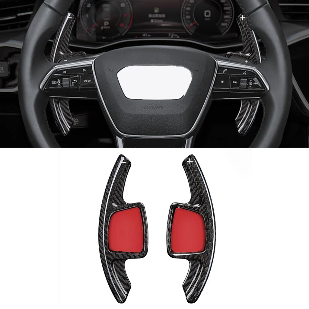 

2Pcs Real Carbon Fiber Car Steering Wheel Shift Paddle For Audi A4L Q7 Q5L A3 A6L A5 Paddle Shifter Extension