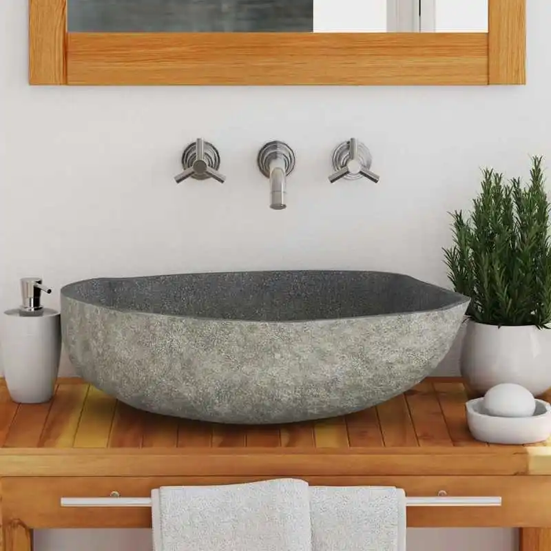 Lavabo de piedra de río ovalado (45-53)x(34-41) cm