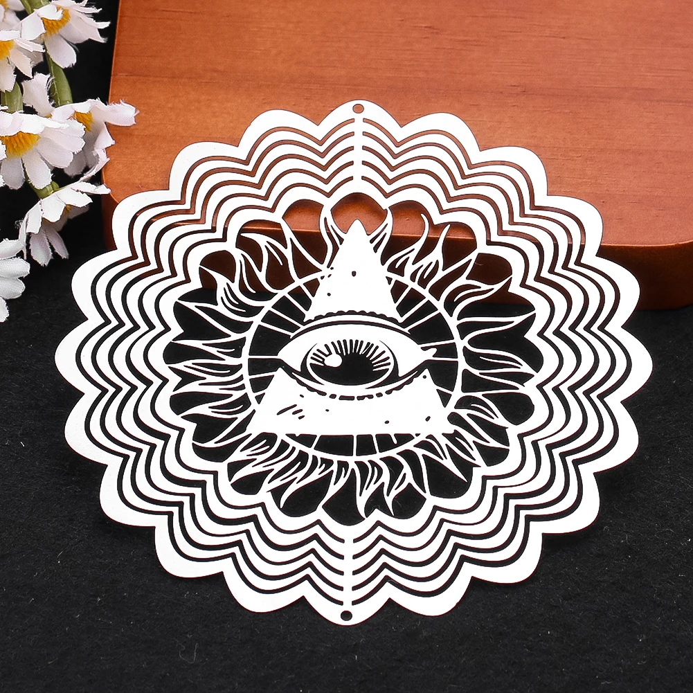 2pcs Eye of Providence Wind Spinner 3D Mystical Mandala Hanging DIY Suncatcher Wind Chimes Gothic Pendant Garden Window Decor