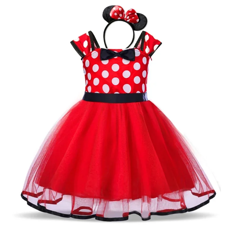 Fancy Minni Mouse Girls Dresses Polka Dot Princess Dress Up Toddler Kids Easter Carnival Party Cosplay Costume Baby Girl Clothes