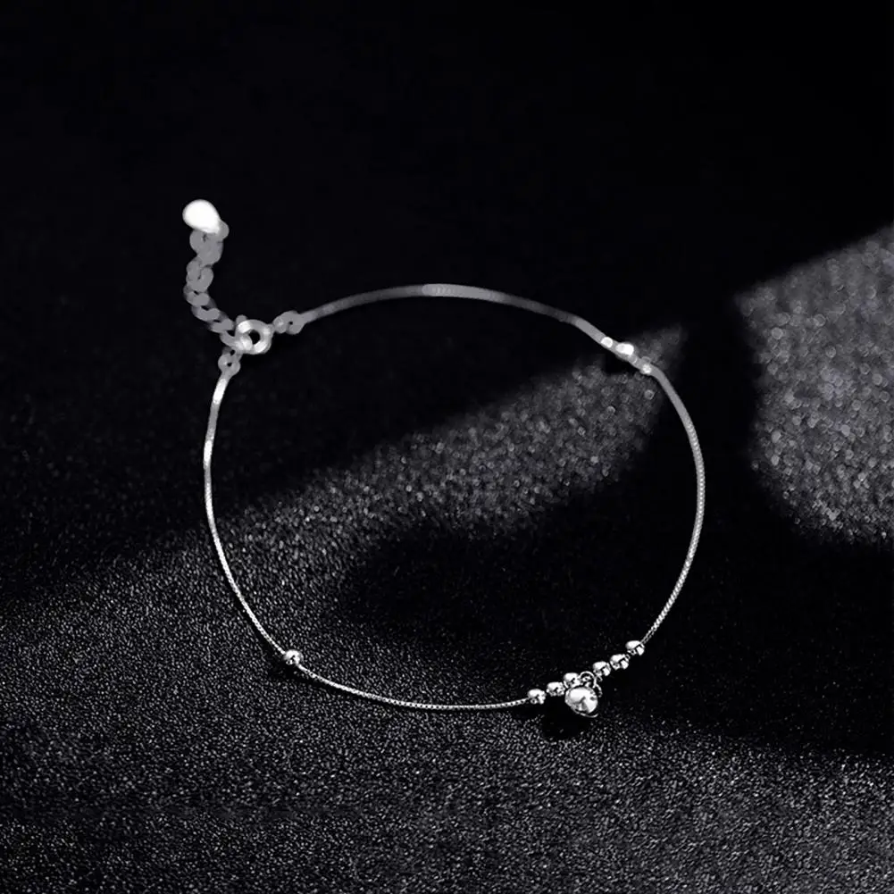 Alloy Anklet Bell Design Anklet with Round Beads Adjustable Alloy Extension Chain Allergy-free Foot Jewelry Comfortable Summer