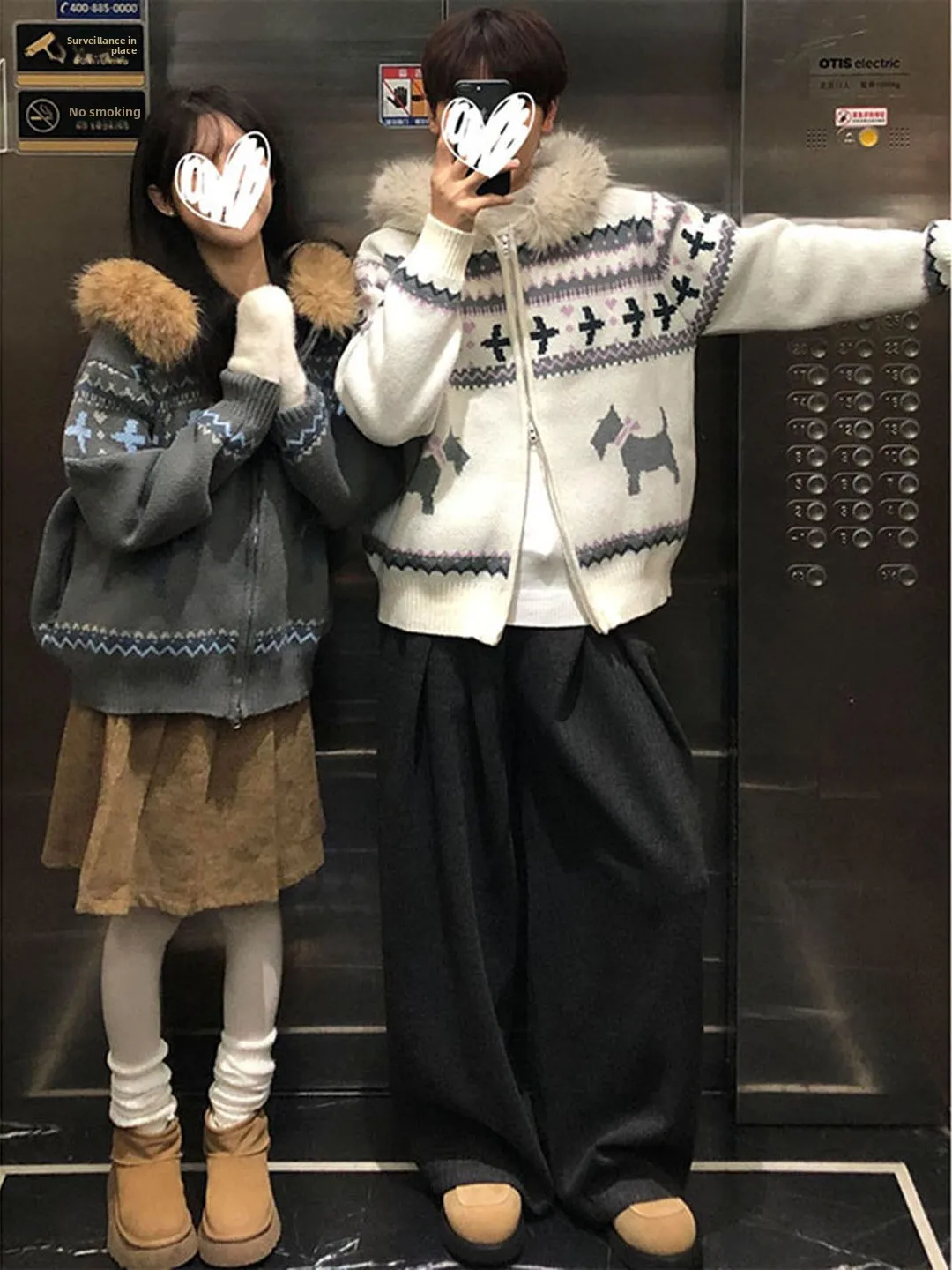 

Men's Winter Lazy Sle Knitted Sweater with Large Fur Collar Zipper And Embroidery Thi Warm Soft Comfortable mid Sve Lo...