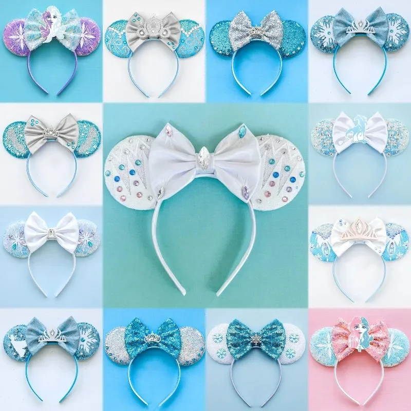 Disney Moana Ears Mickey Headbands Women Sequins Bow Hairband Girl Maui Headwear Kids Magical Fishhook Hair Accessories DIY Gift